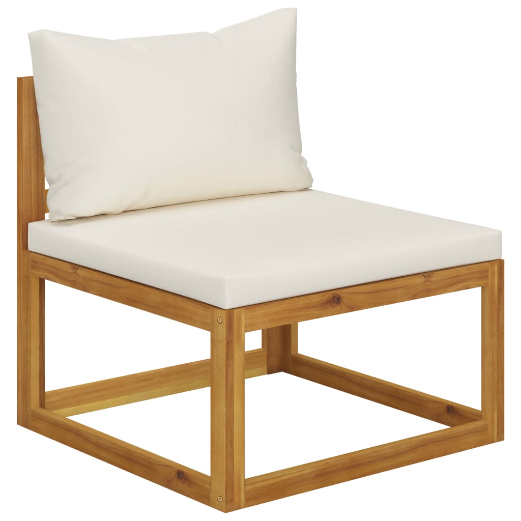 vidaXL 2 Piece Sofa Set with Cream White Cushions Solid Wood Acacia