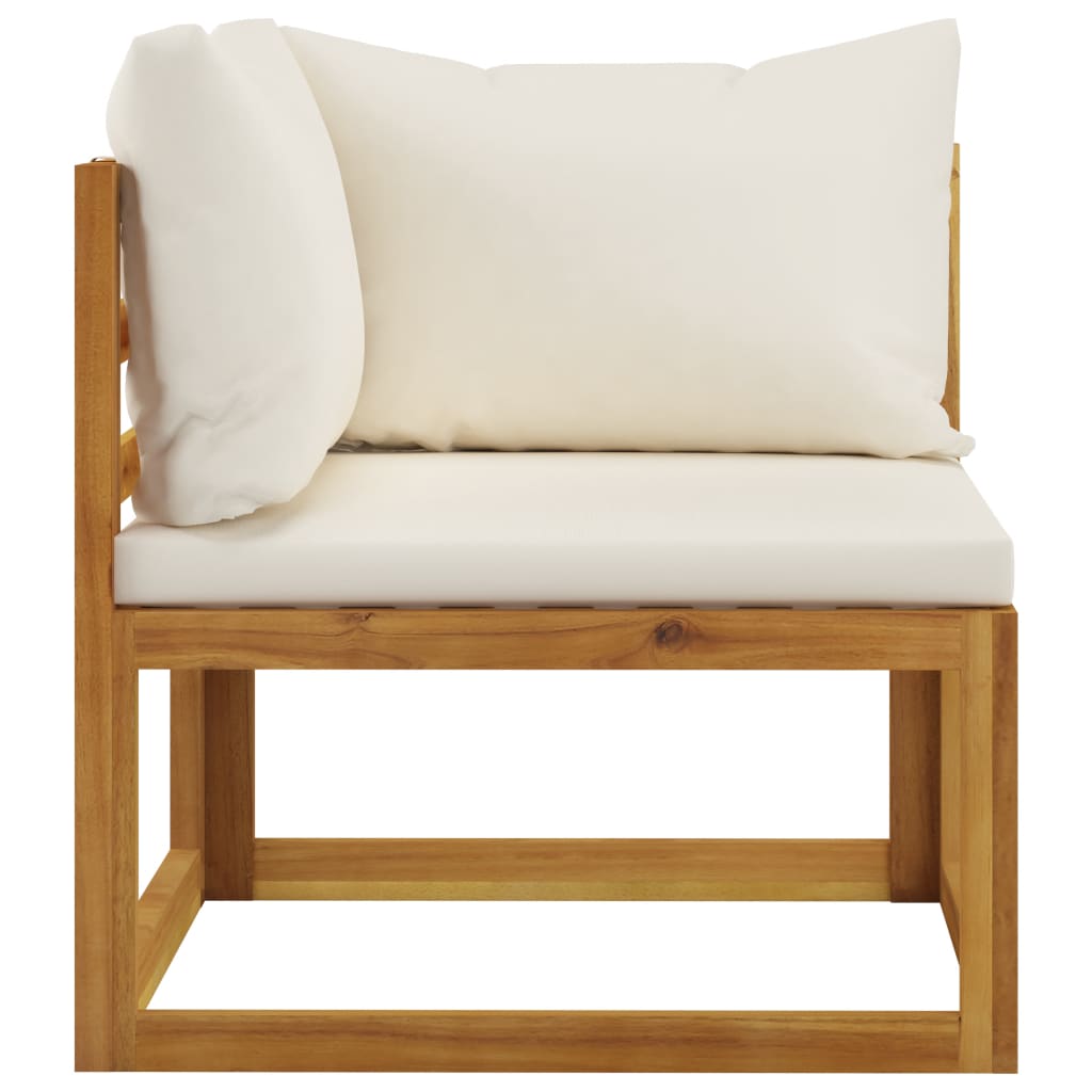 vidaXL 2 Piece Sofa Set with Cream White Cushions Solid Wood Acacia
