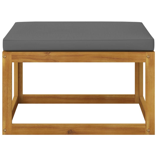 vidaXL Footrest with Dark Grey Cushion Solid Wood Acacia