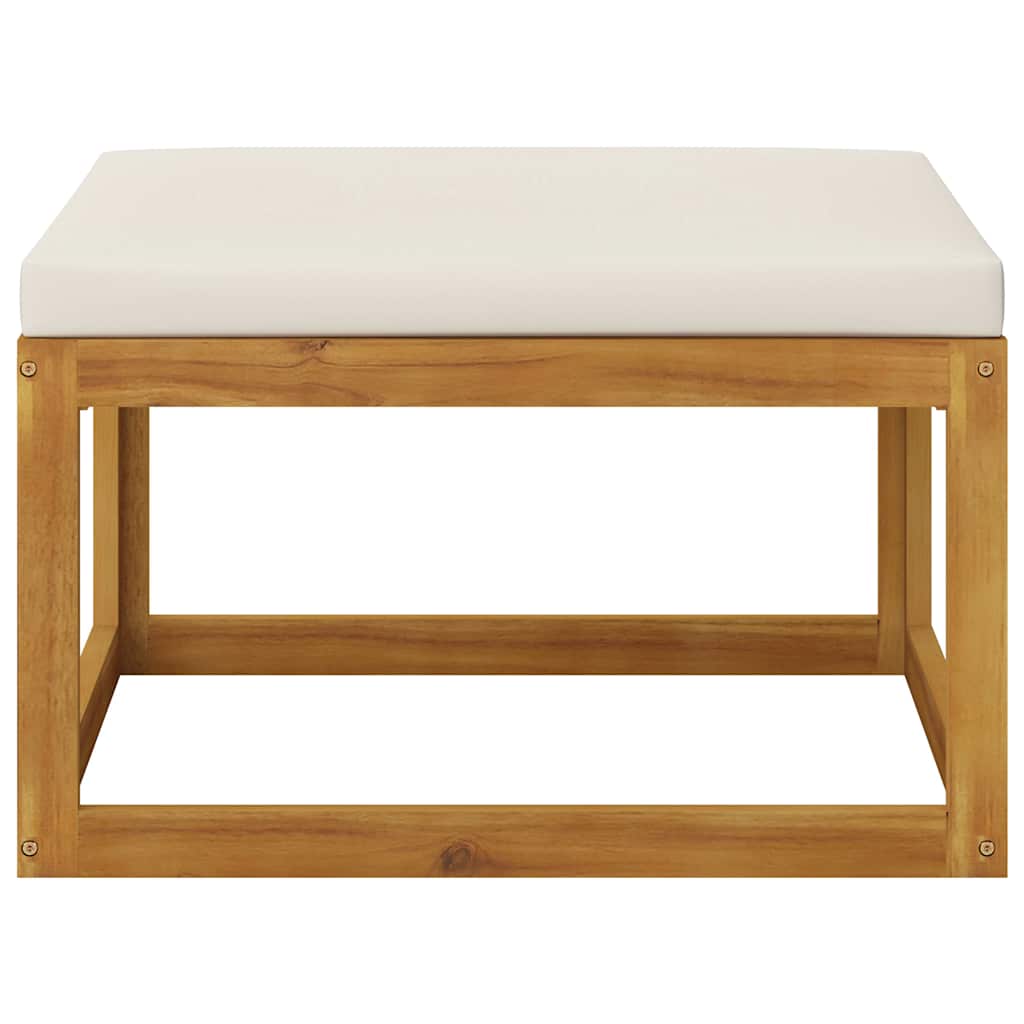 vidaXL Footrest with Cream White Cushion Solid Wood Acacia
