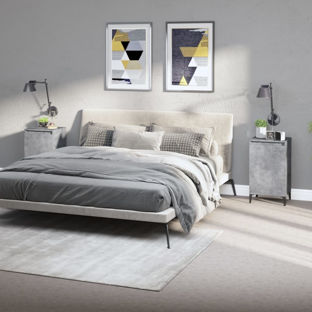 vidaXL Bedside Cabinets 2 pcs Concrete Grey 40x35x70 cm Engineered Wood
