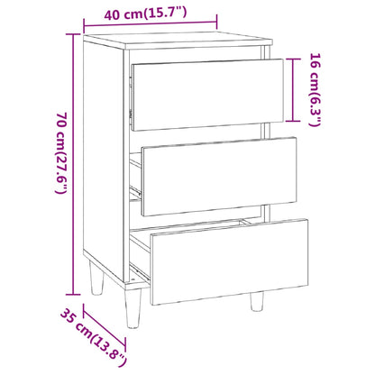 vidaXL Bedside Cabinet Smoked Oak 40x35x70 cm Engineered Wood