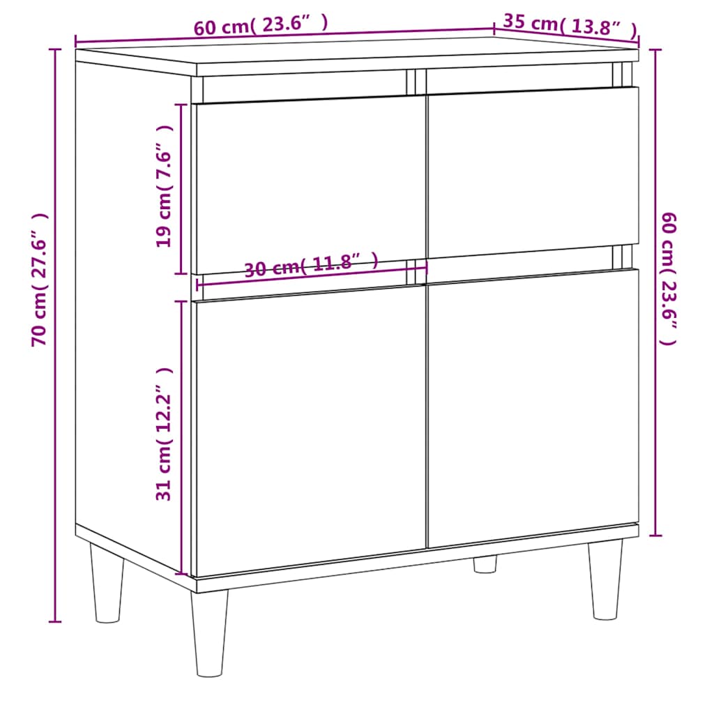 vidaXL Sideboard White 60x35x70 cm Engineered Wood