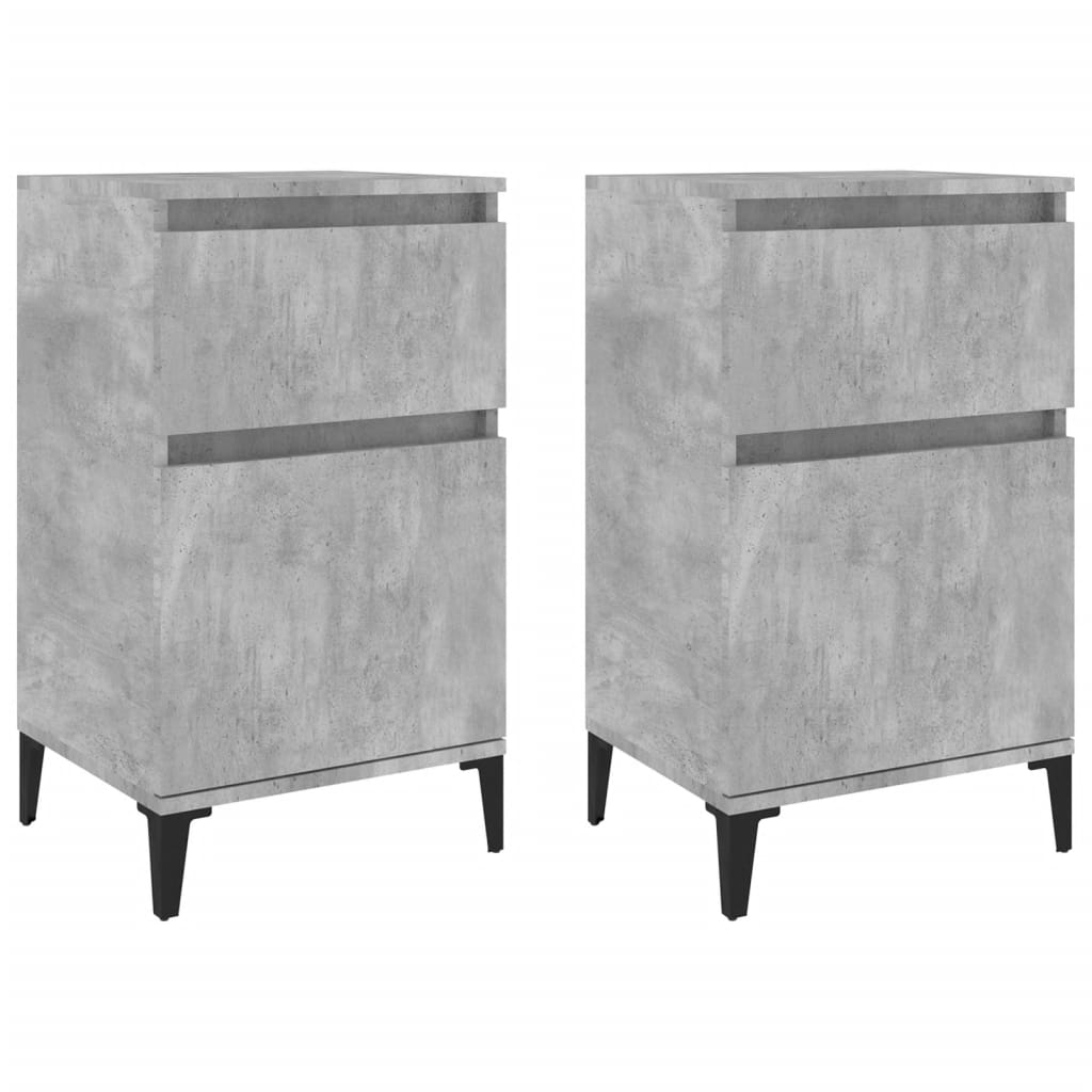 vidaXL Bedside Cabinets 2 pcs Concrete Grey 40x35x70 cm