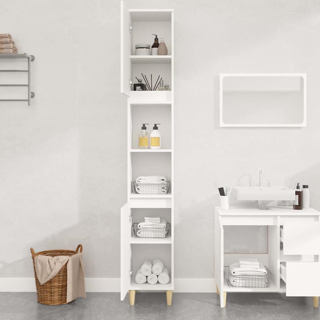 vidaXL Bathroom Cabinet White 30x30x190 cm Engineered Wood