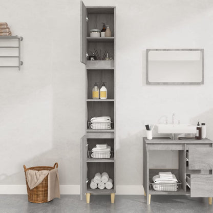 vidaXL Bathroom Cabinet Grey Sonoma 30x30x190 cm Engineered Wood