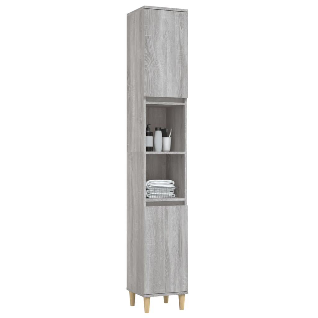 vidaXL Bathroom Cabinet Grey Sonoma 30x30x190 cm Engineered Wood