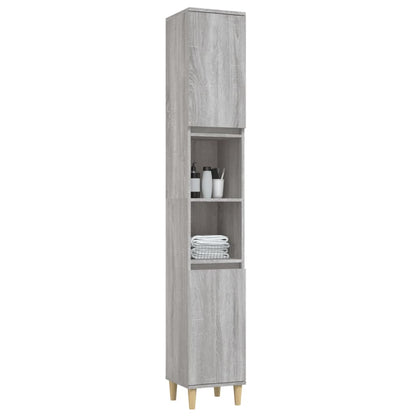 vidaXL Bathroom Cabinet Grey Sonoma 30x30x190 cm Engineered Wood