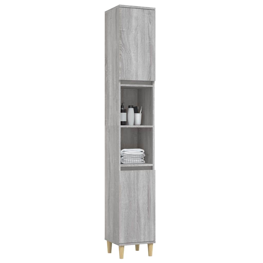 vidaXL Bathroom Cabinet Grey Sonoma 30x30x190 cm Engineered Wood