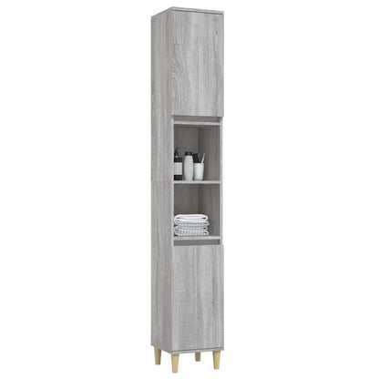 vidaXL Bathroom Cabinet Grey Sonoma 30x30x190 cm Engineered Wood
