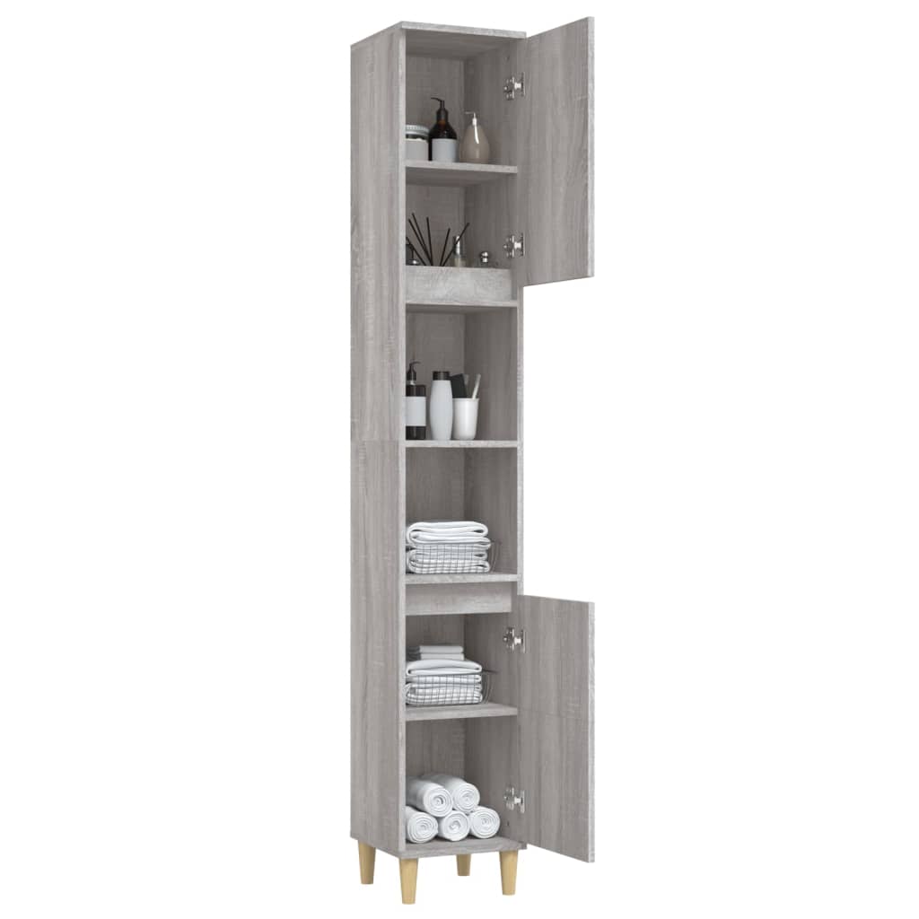 vidaXL Bathroom Cabinet Grey Sonoma 30x30x190 cm Engineered Wood