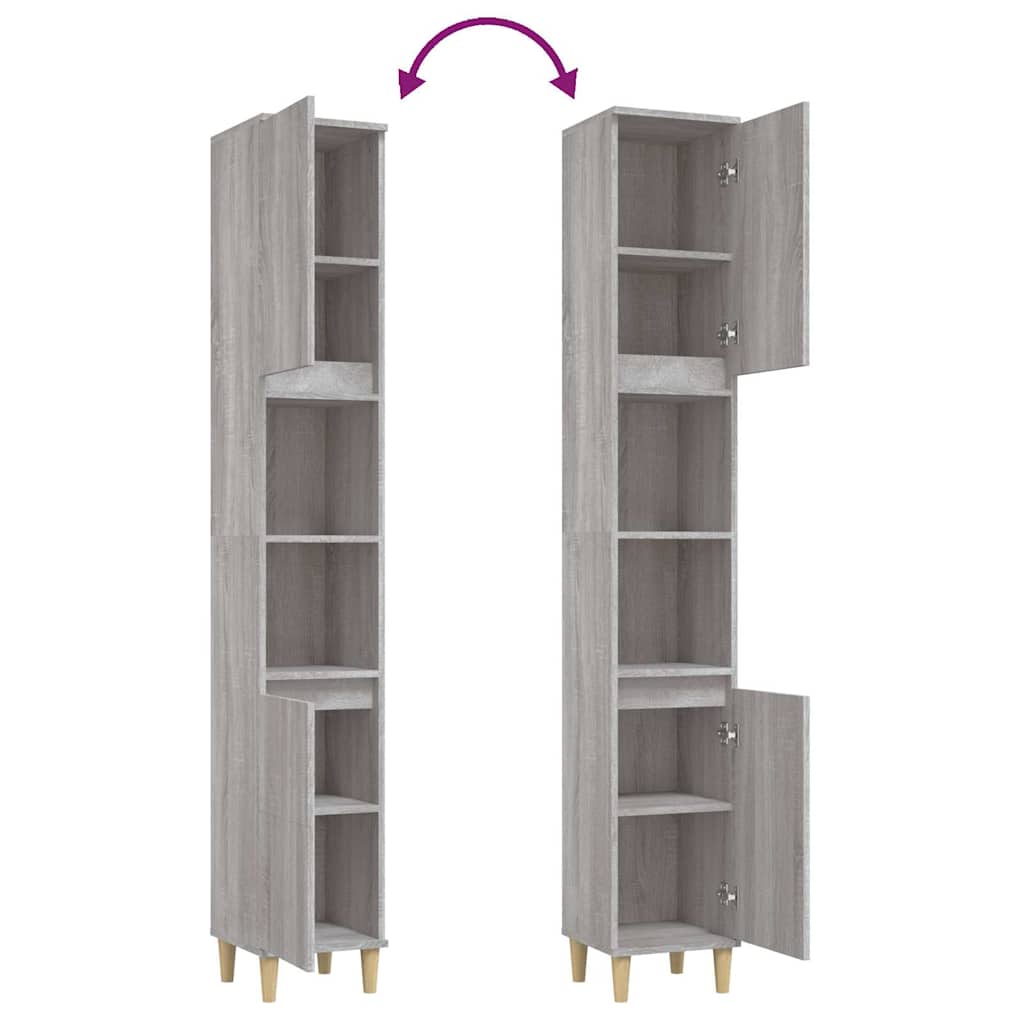 vidaXL Bathroom Cabinet Grey Sonoma 30x30x190 cm Engineered Wood