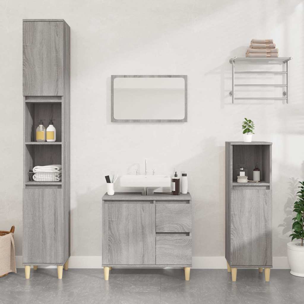 vidaXL Bathroom Cabinet Grey Sonoma 30x30x190 cm Engineered Wood