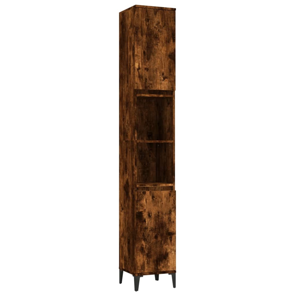 vidaXL Bathroom Cabinet Smoked Oak 30x30x190 cm Engineered Wood