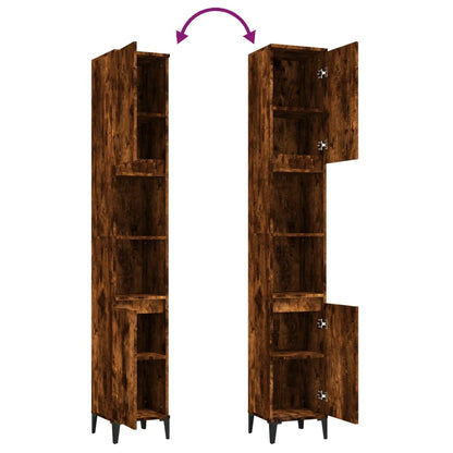 vidaXL Bathroom Cabinet Smoked Oak 30x30x190 cm Engineered Wood