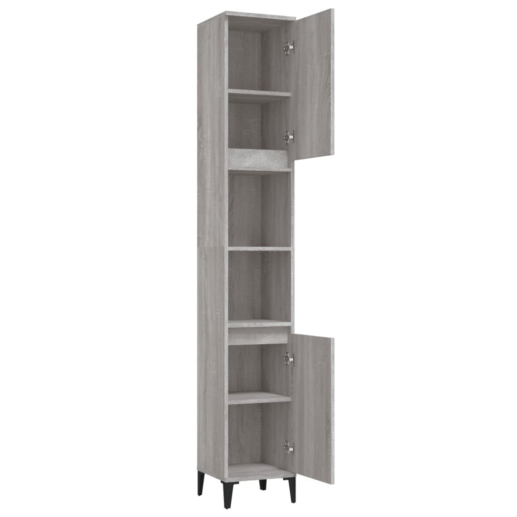 vidaXL Bathroom Cabinet Grey Sonoma 30x30x190 cm Engineered Wood