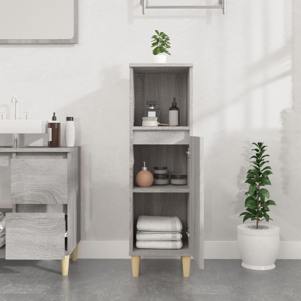 vidaXL Bathroom Cabinet Grey Sonoma 30x30x100 cm Engineered Wood