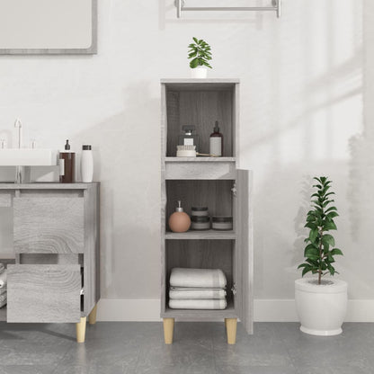 vidaXL Bathroom Cabinet Grey Sonoma 30x30x100 cm Engineered Wood