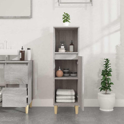 vidaXL Bathroom Cabinet Grey Sonoma 30x30x100 cm Engineered Wood