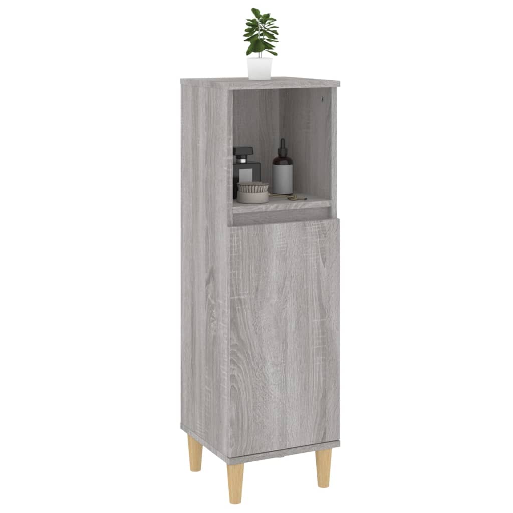 vidaXL Bathroom Cabinet Grey Sonoma 30x30x100 cm Engineered Wood