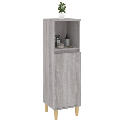 vidaXL Bathroom Cabinet Grey Sonoma 30x30x100 cm Engineered Wood