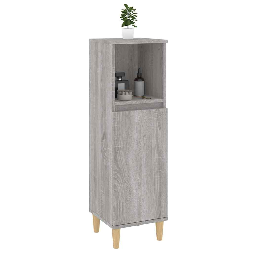 vidaXL Bathroom Cabinet Grey Sonoma 30x30x100 cm Engineered Wood