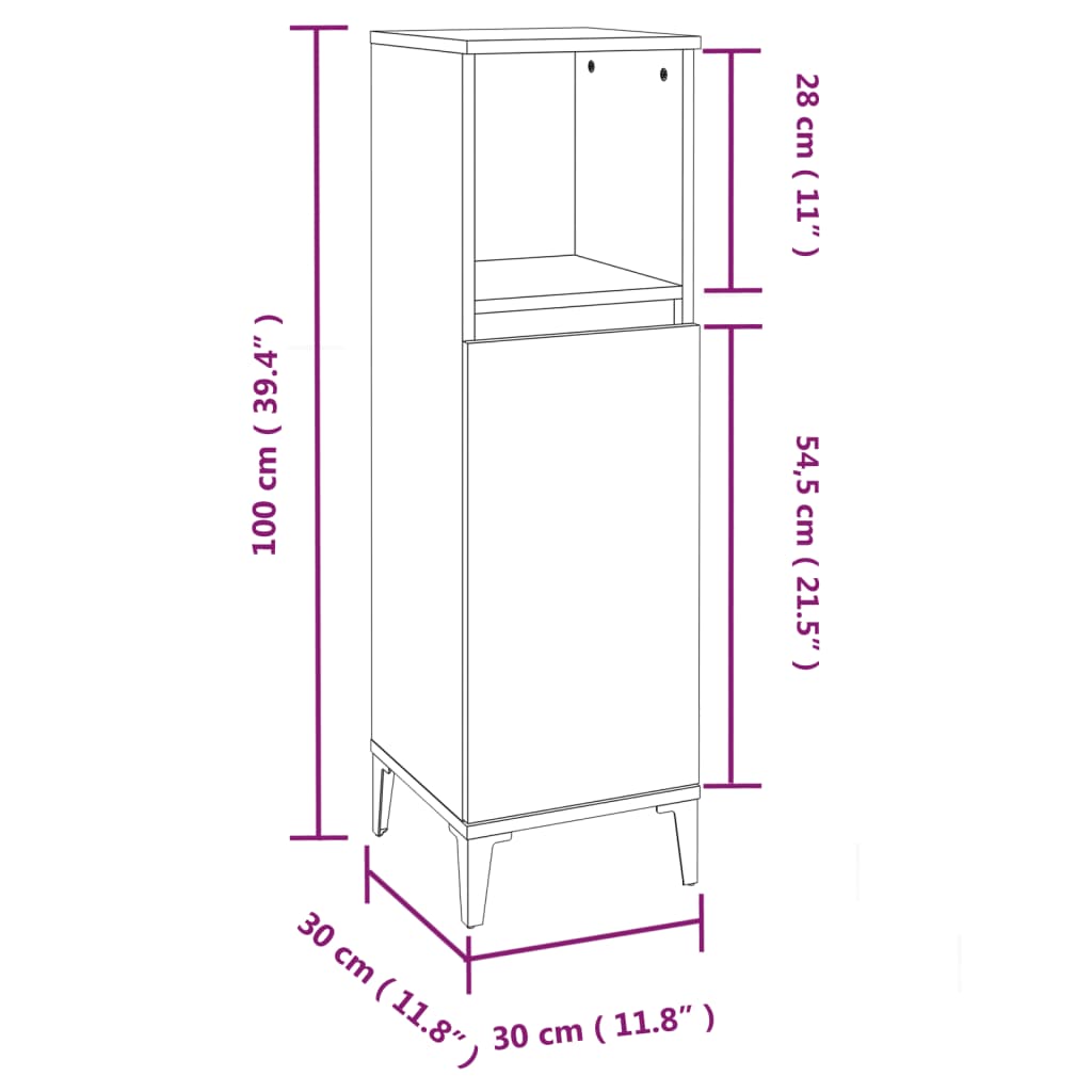 vidaXL Bathroom Cabinet White 30x30x100 cm Engineered Wood