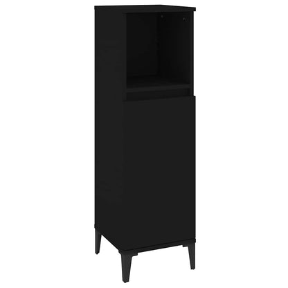 vidaXL Bathroom Cabinet Black 30x30x100 cm Engineered Wood