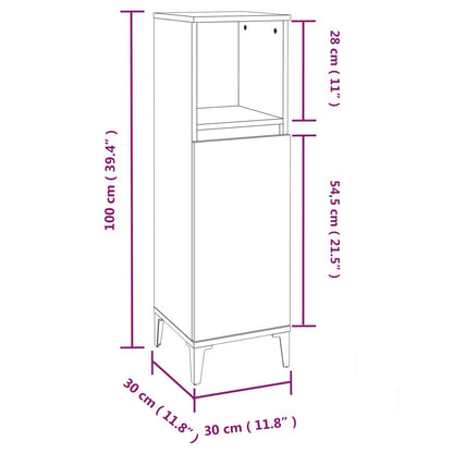 vidaXL Bathroom Cabinet Smoked Oak 30x30x100 cm Engineered Wood