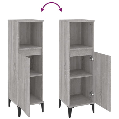 vidaXL Bathroom Cabinet Grey Sonoma 30x30x100 cm Engineered Wood