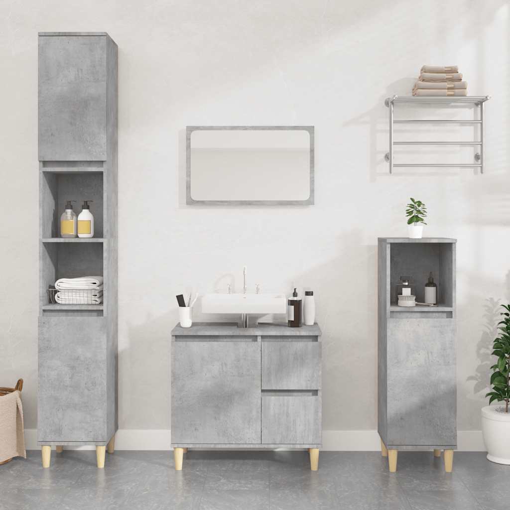 vidaXL Bathroom Cabinet Concrete Grey 65x33x60 cm Engineered Wood