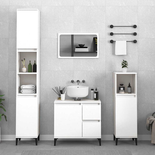 vidaXL Bathroom Cabinet | White | Engineered wood, metal | Medium
