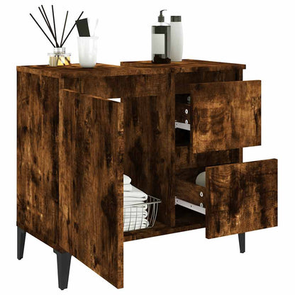 vidaXL Bathroom Cabinet Smoked Oak 65x33x60 cm Engineered Wood