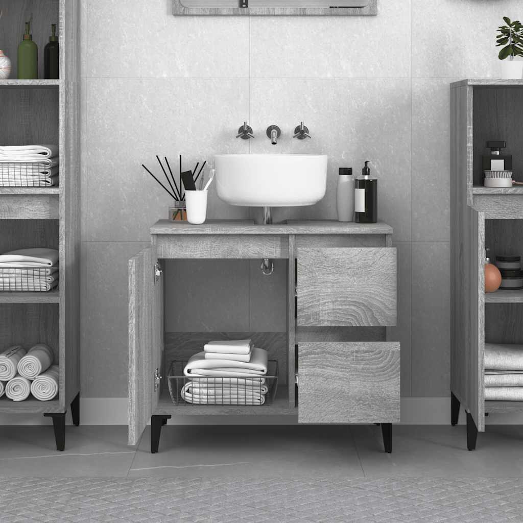 vidaXL Bathroom Cabinet | Grey Sonoma | Engineered Wood, Metal | Standard