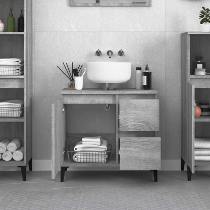 vidaXL Bathroom Cabinet | Grey Sonoma | Engineered Wood, Metal | Standard