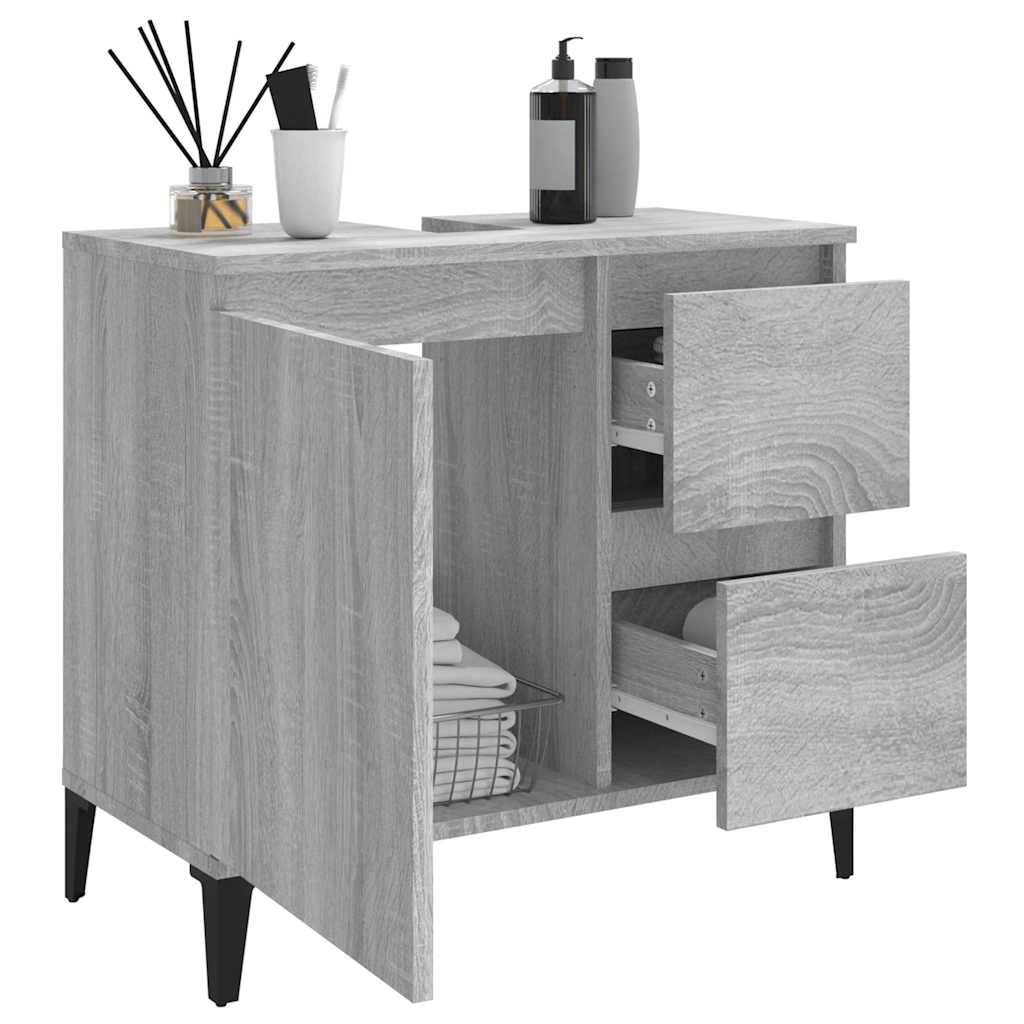 vidaXL Bathroom Cabinet | Grey Sonoma | Engineered Wood, Metal | Standard