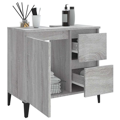 vidaXL Bathroom Cabinet | Grey Sonoma | Engineered Wood, Metal | Standard