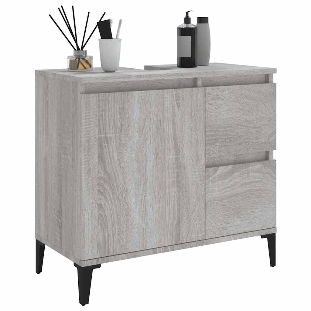 vidaXL Bathroom Cabinet | Grey Sonoma | Engineered Wood, Metal | Standard