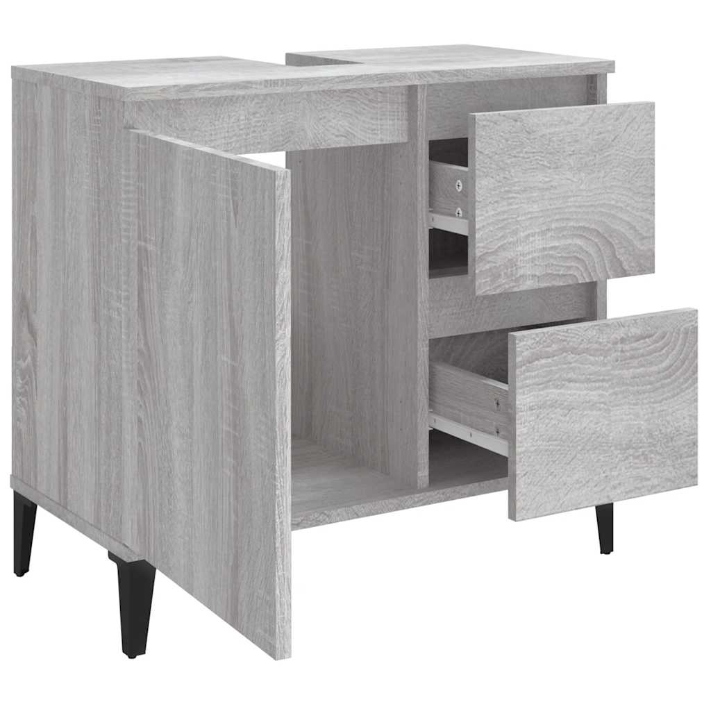 vidaXL Bathroom Cabinet | Grey Sonoma | Engineered Wood, Metal | Standard