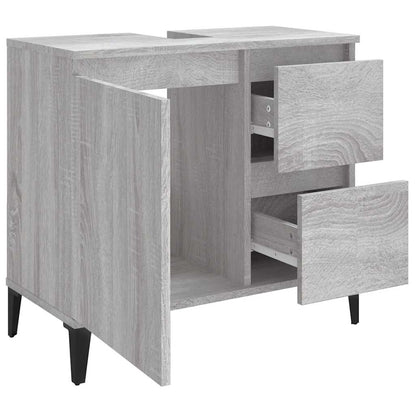 vidaXL Bathroom Cabinet | Grey Sonoma | Engineered Wood, Metal | Standard