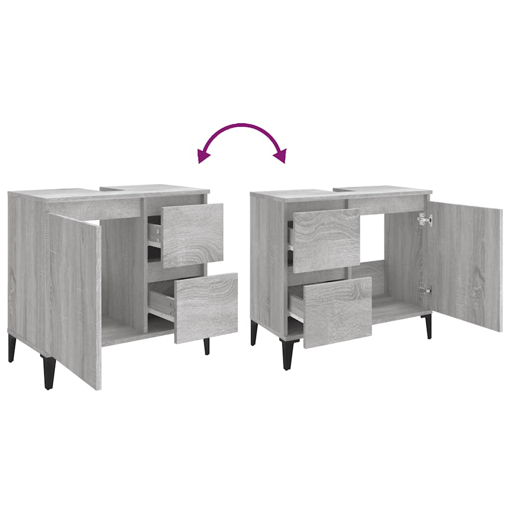 vidaXL Bathroom Cabinet | Grey Sonoma | Engineered Wood, Metal | Standard