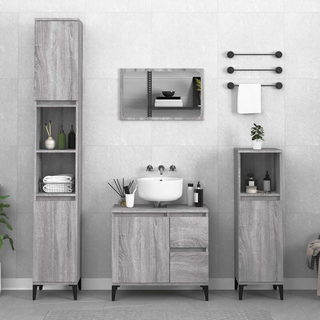 vidaXL Bathroom Cabinet | Grey Sonoma | Engineered Wood, Metal | Standard