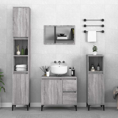vidaXL Bathroom Cabinet | Grey Sonoma | Engineered Wood, Metal | Standard