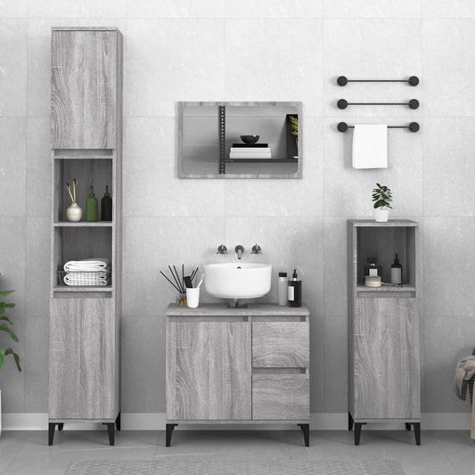 vidaXL Bathroom Cabinet | Grey Sonoma | Engineered Wood, Metal | Standard