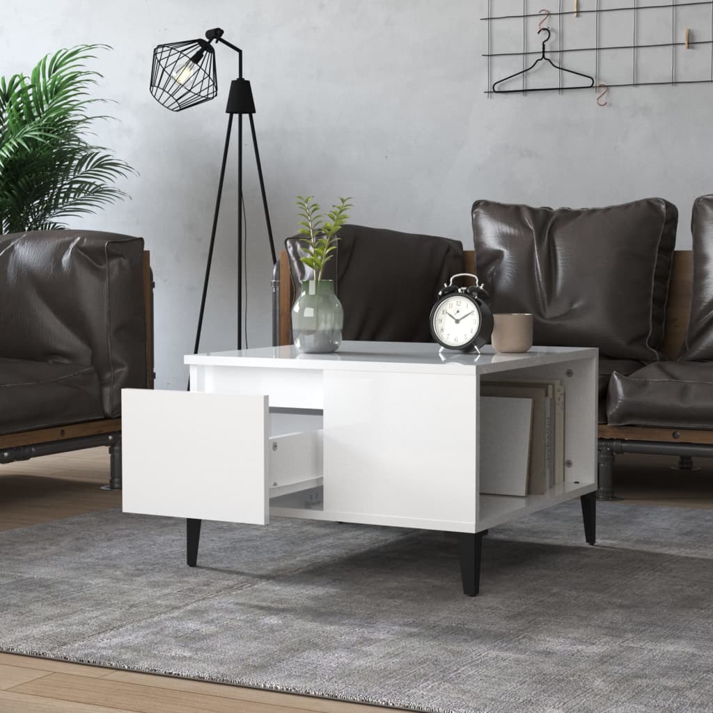 vidaXL Coffee Table High Gloss White 55x55x36.5 cm Engineered Wood