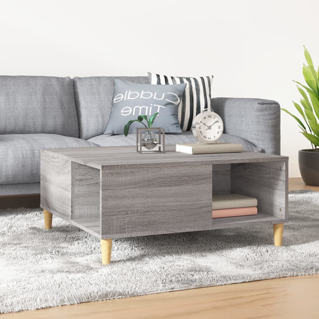 vidaXL Coffee Table Grey Sonoma 80x80x36,5 cm Engineered Wood