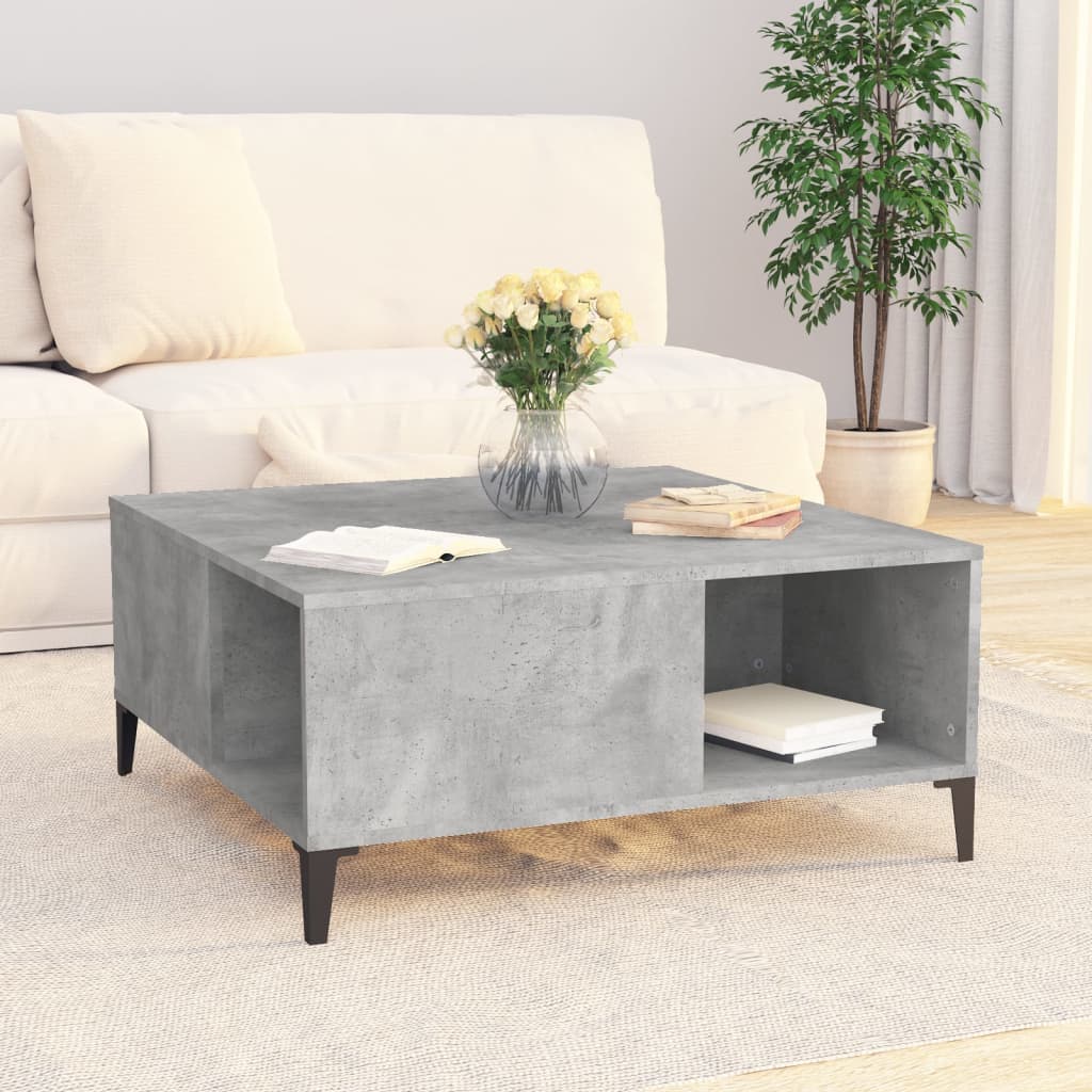 vidaXL Coffee Table Concrete Grey 80x80x36.5 cm Engineered Wood