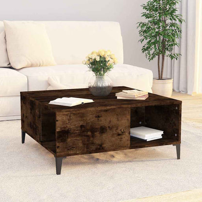 vidaXL Coffee Table Smoked Oak 80x80x36,5 cm Engineered Wood