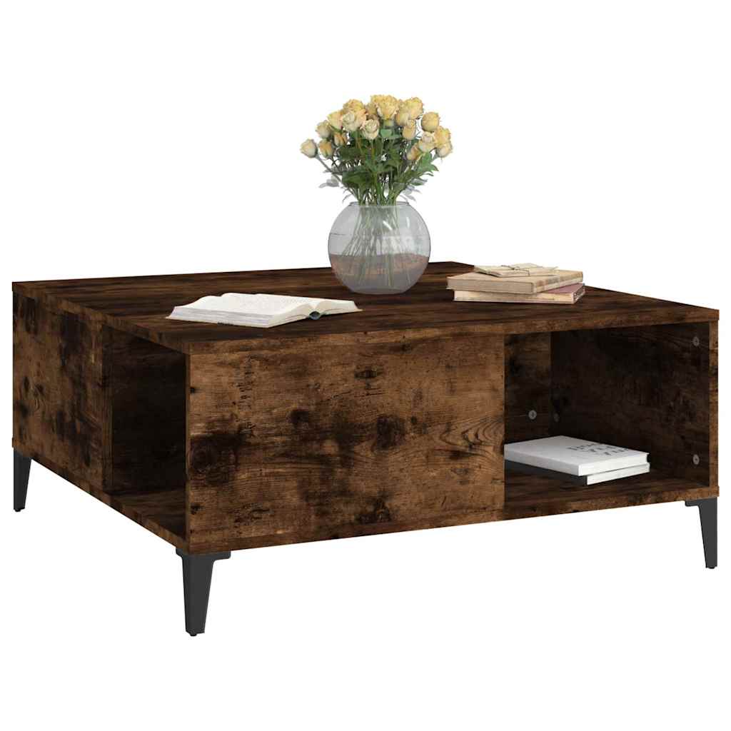 vidaXL Coffee Table Smoked Oak 80x80x36,5 cm Engineered Wood