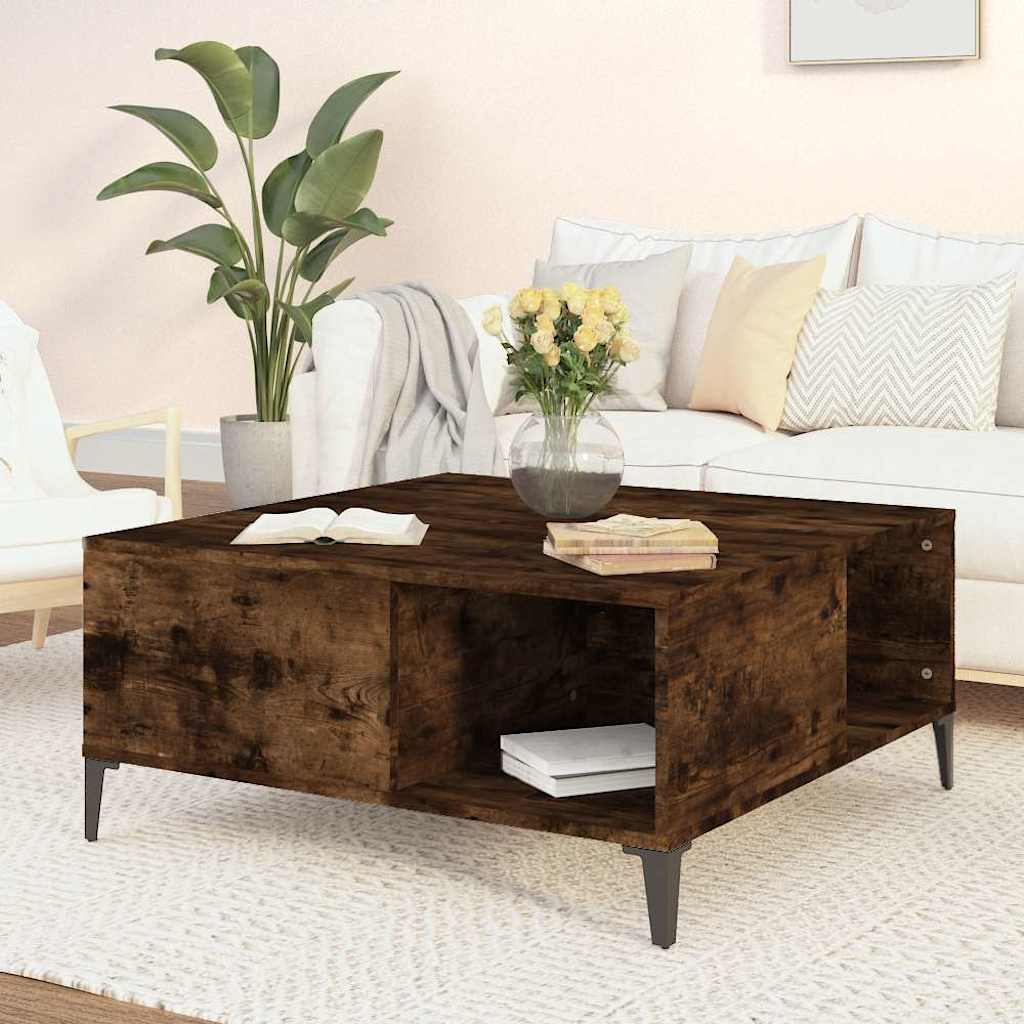 vidaXL Coffee Table Smoked Oak 80x80x36,5 cm Engineered Wood
